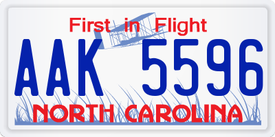 NC license plate AAK5596