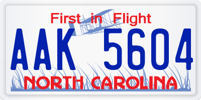 NC license plate AAK5604
