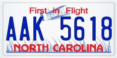 NC license plate AAK5618