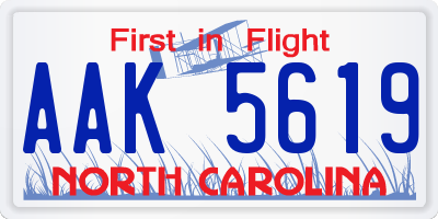 NC license plate AAK5619