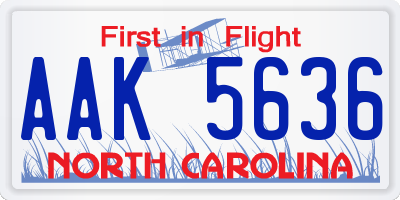 NC license plate AAK5636