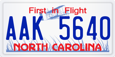 NC license plate AAK5640