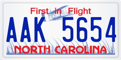 NC license plate AAK5654