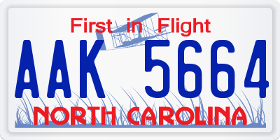 NC license plate AAK5664
