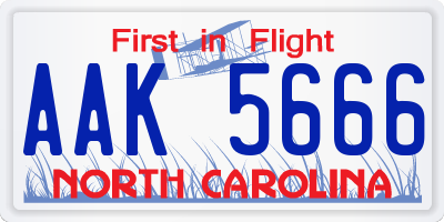NC license plate AAK5666