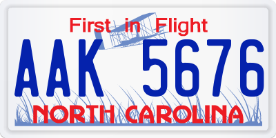 NC license plate AAK5676