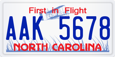 NC license plate AAK5678