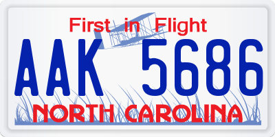 NC license plate AAK5686