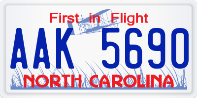 NC license plate AAK5690