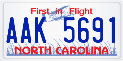 NC license plate AAK5691