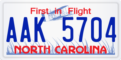 NC license plate AAK5704