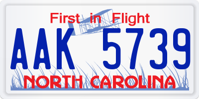 NC license plate AAK5739