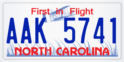 NC license plate AAK5741