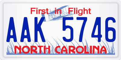 NC license plate AAK5746