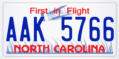 NC license plate AAK5766