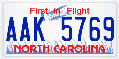 NC license plate AAK5769