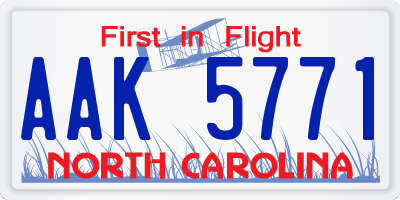 NC license plate AAK5771