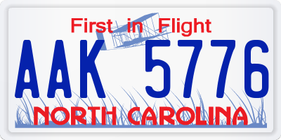 NC license plate AAK5776