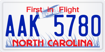 NC license plate AAK5780