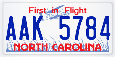 NC license plate AAK5784