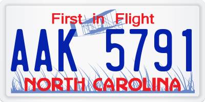 NC license plate AAK5791