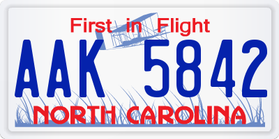 NC license plate AAK5842