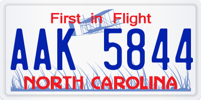 NC license plate AAK5844