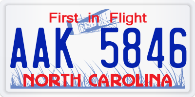 NC license plate AAK5846
