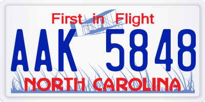 NC license plate AAK5848