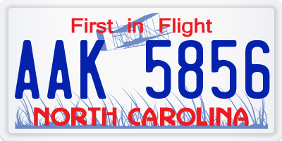 NC license plate AAK5856