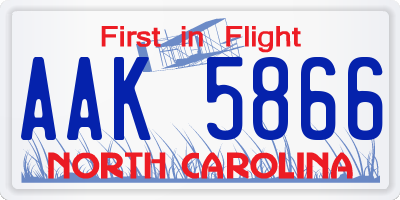 NC license plate AAK5866