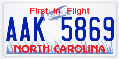 NC license plate AAK5869