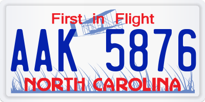 NC license plate AAK5876