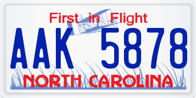 NC license plate AAK5878