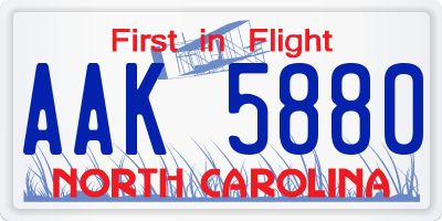 NC license plate AAK5880