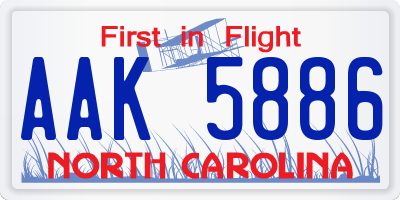 NC license plate AAK5886