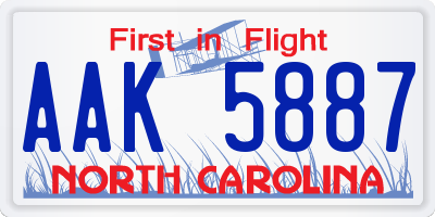 NC license plate AAK5887