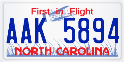 NC license plate AAK5894