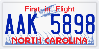 NC license plate AAK5898