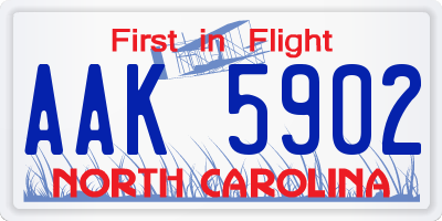 NC license plate AAK5902