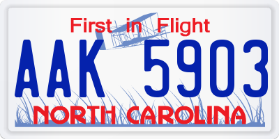 NC license plate AAK5903
