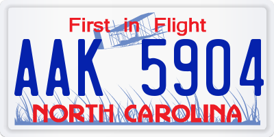 NC license plate AAK5904