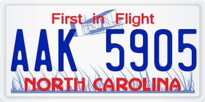 NC license plate AAK5905