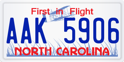 NC license plate AAK5906