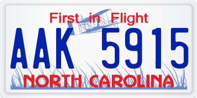 NC license plate AAK5915