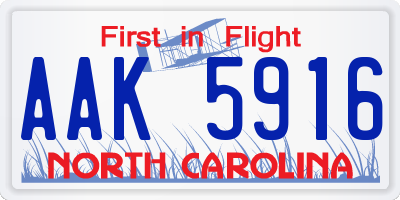 NC license plate AAK5916