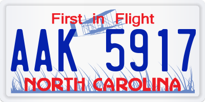 NC license plate AAK5917