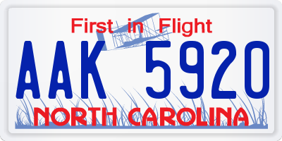 NC license plate AAK5920
