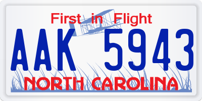 NC license plate AAK5943