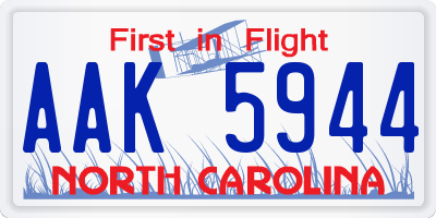NC license plate AAK5944